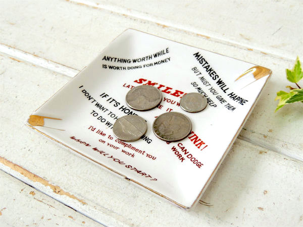 SMILE ミッドセンチュリー・ユーモア英字・セラミック・ヴィンテージ・灰皿・アシュトレイ  USA