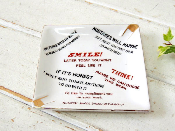 SMILE ミッドセンチュリー・ユーモア英字・セラミック・ヴィンテージ・灰皿・アシュトレイ  USA