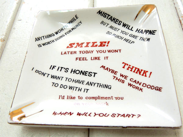 SMILE ミッドセンチュリー・ユーモア英字・セラミック・ヴィンテージ・灰皿・アシュトレイ  USA