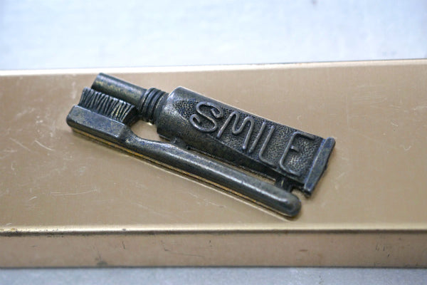 ゴールドトーン トラベル用 歯ブラシ&歯磨き粉入り 50's ヴィンテージ  歯磨きセット USA