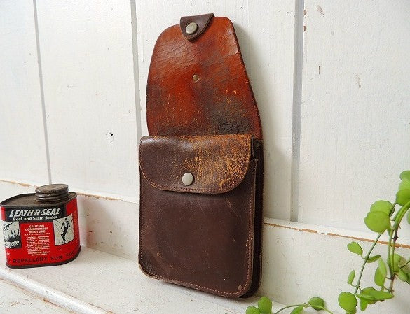 レザー製・ヴィンテージ・3ポケットツールポーチ・DIY/工具エプロン/ツールエプロン