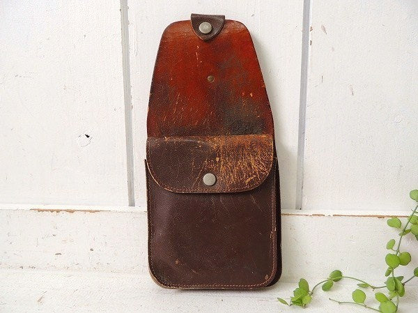 レザー製・ヴィンテージ・3ポケットツールポーチ・DIY/工具エプロン/ツールエプロン