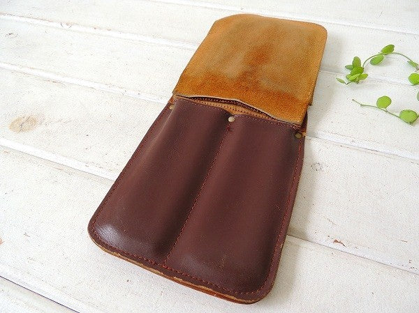 レザー製・ヴィンテージ・3ポケットツールポーチ・DIY/工具エプロン/ツールエプロン