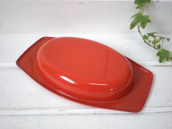 USA・赤色・アンティーク・ホーロー・グラタン皿・食器・キッチン雑貨
