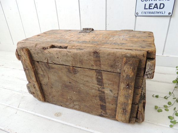 グレイハウンド・バス荷札付き　グリーン色・ヴィンテージ・木製トランク 木箱 工具箱 USA