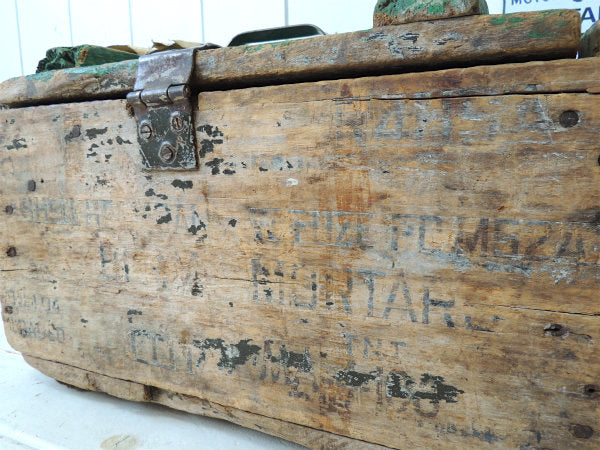 グレイハウンド・バス荷札付き　グリーン色・ヴィンテージ・木製トランク 木箱 工具箱 USA