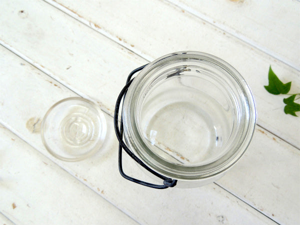 【ATLAS】ヘーゼルアトラス・アンティーク・ワイヤー・ガラスジャー/保存瓶(クリア) USA