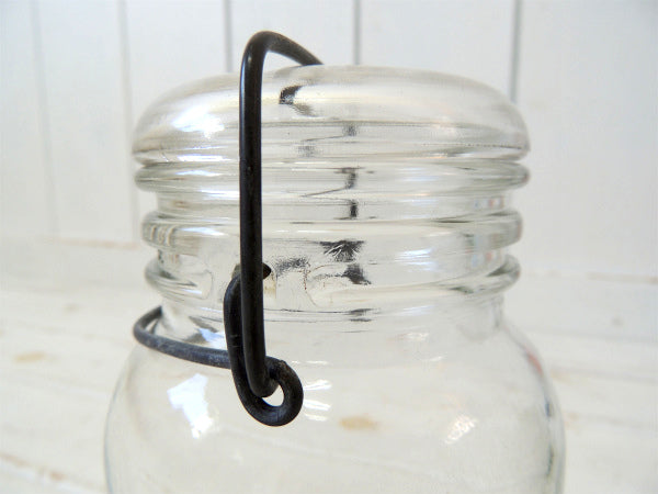 【ATLAS】ヘーゼルアトラス・アンティーク・ワイヤー・ガラスジャー/保存瓶(クリア) USA