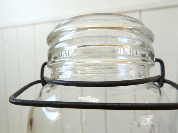 【ATLAS】ヘーゼルアトラス・アンティーク・ワイヤー・ガラスジャー/保存瓶(クリア) USA