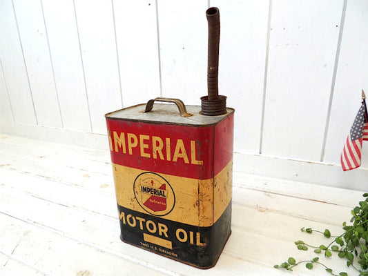 インペリアル・モーターオイル ガレージ・ブリキ製・ヴィンテージ・オイル缶・US アメ車