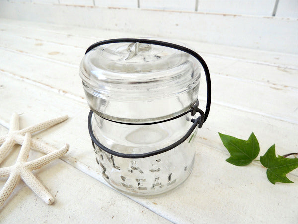 【ATLAS】ヘーゼルアトラス・アンティーク・ワイヤー・小さなガラスジャー/保存瓶(クリア) USA