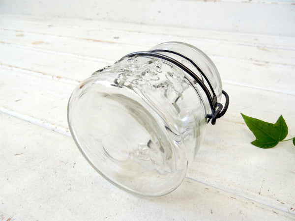 【ATLAS】ヘーゼルアトラス・アンティーク・ワイヤー・小さなガラスジャー/保存瓶(クリア) USA