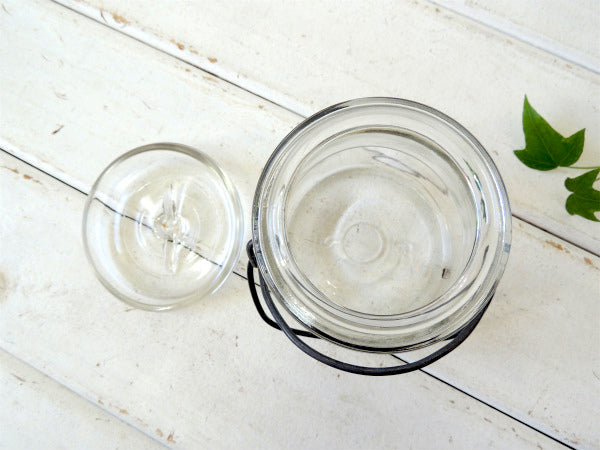 【ATLAS】ヘーゼルアトラス・アンティーク・ワイヤー・小さなガラスジャー/保存瓶(クリア) USA