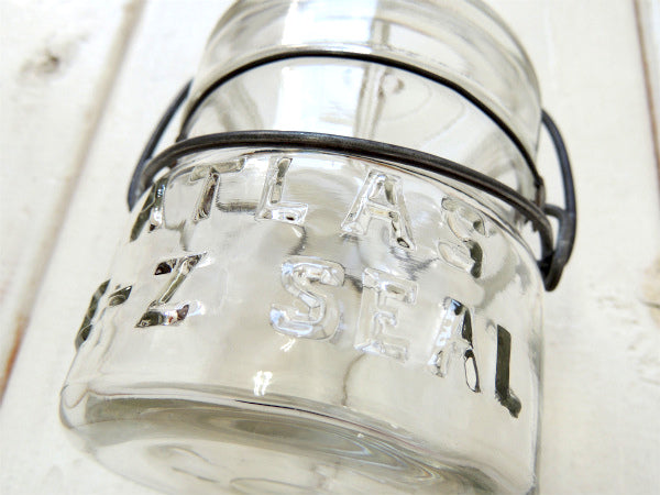 【ATLAS】ヘーゼルアトラス・アンティーク・ワイヤー・小さなガラスジャー/保存瓶(クリア) USA