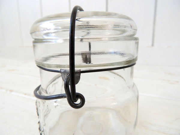 【ATLAS】ヘーゼルアトラス・アンティーク・ワイヤー・小さなガラスジャー/保存瓶(クリア) USA