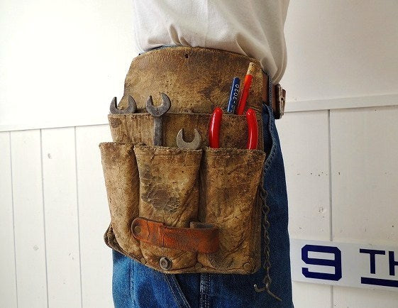 USA!レザー製・7ポケット・ツールポーチ・DIY/工具エプロン/ツールエプロン/ワークエプロン