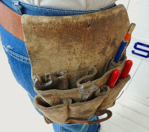 USA!レザー製・7ポケット・ツールポーチ・DIY/工具エプロン/ツールエプロン/ワークエプロン