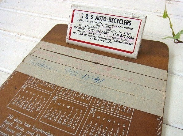 メジャー&カレンダー付き・80'sヴィンテージ・クリップボード/バインダー USA