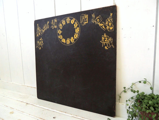 アニマル&積み木&数字柄・学習用・ヴィンテージ・黒板・ブラックボード USA