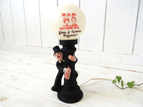 【1960〜70's・BAR・看板・USA】ヴィンテージ・テーブルランプ・卓上ランプ・陶器製・人形