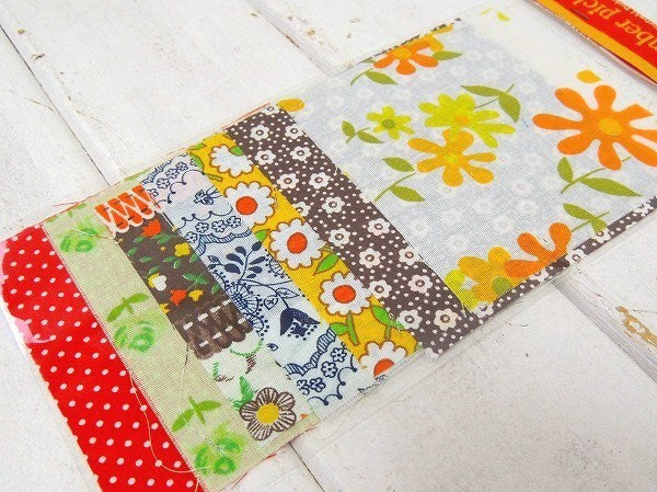 カラフル&ポップなヴィンテージ・ファブリック・10cm角はぎれ・7枚セット/生地 USA