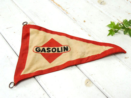 アメリカ GASOLIN ガソリン・両面プリント・ヴィンテージ・バナー・ペナント・旗・サイン・ディスプレイ 看板