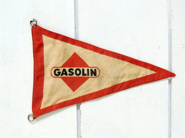 アメリカ GASOLIN ガソリン・両面プリント・ヴィンテージ・バナー・ペナント・旗・サイン・ディスプレイ 看板