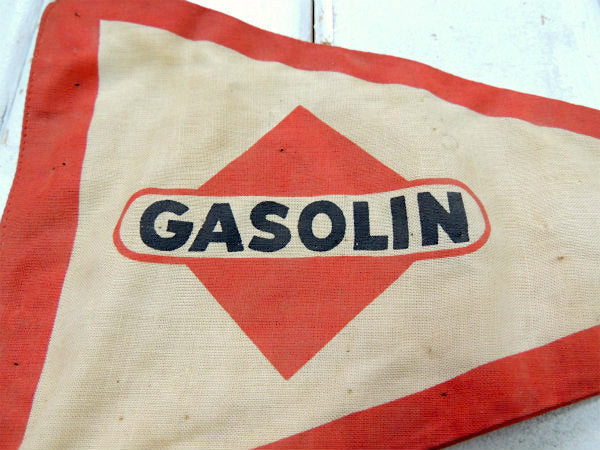 アメリカ GASOLIN ガソリン・両面プリント・ヴィンテージ・バナー・ペナント・旗・サイン・ディスプレイ 看板