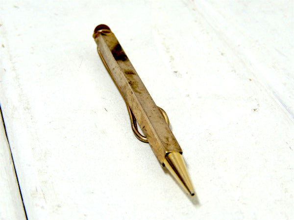 【ペンシルモチーフ】アンティーク&ヴィンテージ・タイピン・ゴールド&ワインレッドカラー