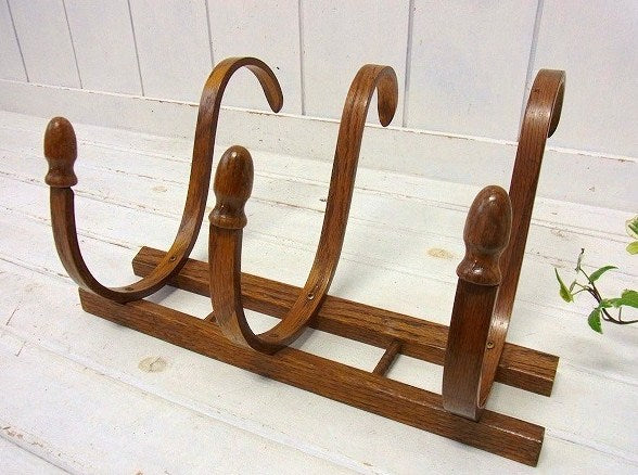 3連の木製・曲げ木・ヴィンテージ・ハットラック/コートフック/ウォールフック USA