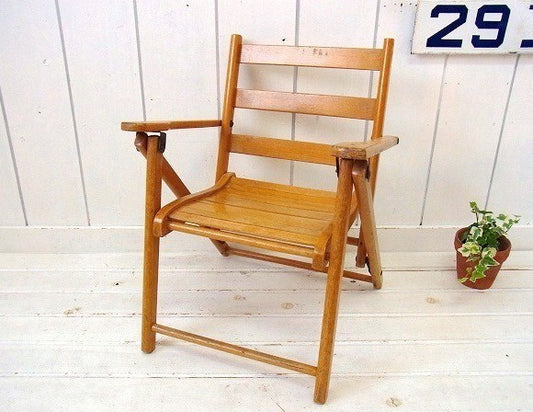 US 木製 子供用 折り畳み式 ヴィンテージ フォールディングチェア 子供イス キャンプ&ピクニック