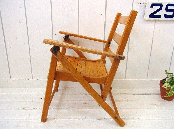 US 木製 子供用 折り畳み式 ヴィンテージ フォールディングチェア 子供イス キャンプ&ピクニック