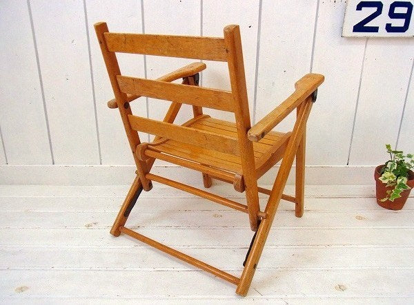 US 木製 子供用 折り畳み式 ヴィンテージ フォールディングチェア 子供イス キャンプ&ピクニック