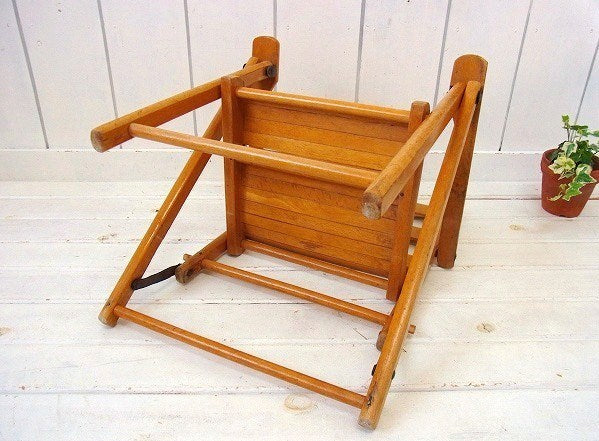 US 木製 子供用 折り畳み式 ヴィンテージ フォールディングチェア 子供イス キャンプ&ピクニック