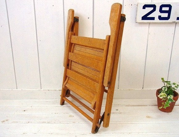 US 木製 子供用 折り畳み式 ヴィンテージ フォールディングチェア 子供イス キャンプ&ピクニック