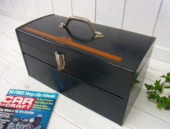 JCペニー チェッカーフラッグ・2段式・ヴィンテージ・ツールボックス ツールケース 工具箱 US