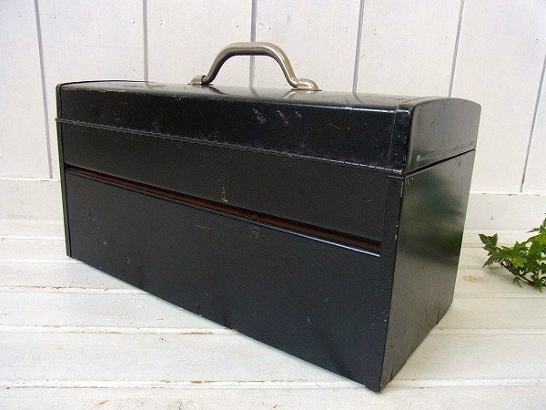 JCペニー チェッカーフラッグ・2段式・ヴィンテージ・ツールボックス ツールケース 工具箱 US