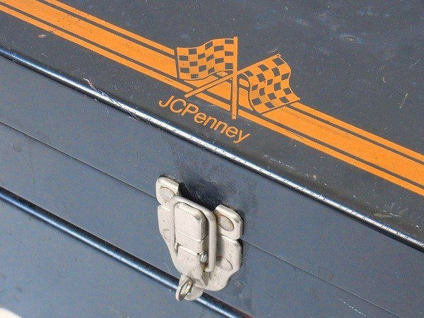 JCペニー チェッカーフラッグ・2段式・ヴィンテージ・ツールボックス ツールケース 工具箱 US