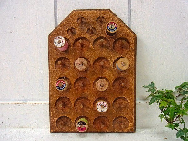 コルク製・ヴィンテージ・壁掛けスプールホルダー/糸巻きホルダー/ボビンホルダー USA