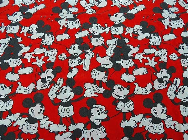 【ミッキーマウス総柄】ディズニー・ヴィンテージ・ユーズドシーツ(1/2) USA