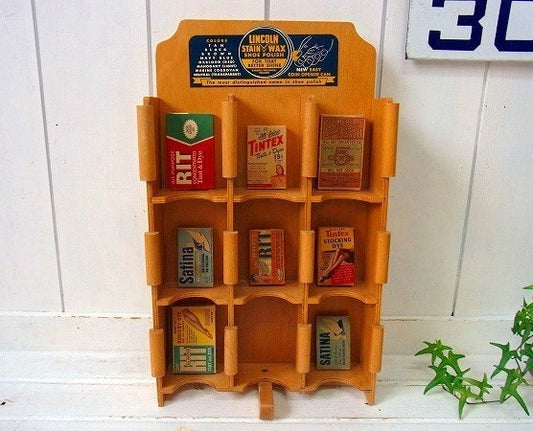 【LINCOLN SHOE POLISH】陳列用・木製ヴィンテージ・ディスプレイ・スタンド/シェルフ