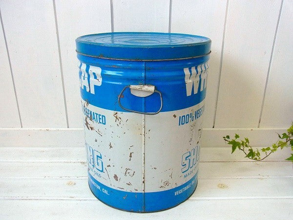 【WHITE CAP】ティン製・大きなヴィンテージ・ラード缶(フタ付き)　USA