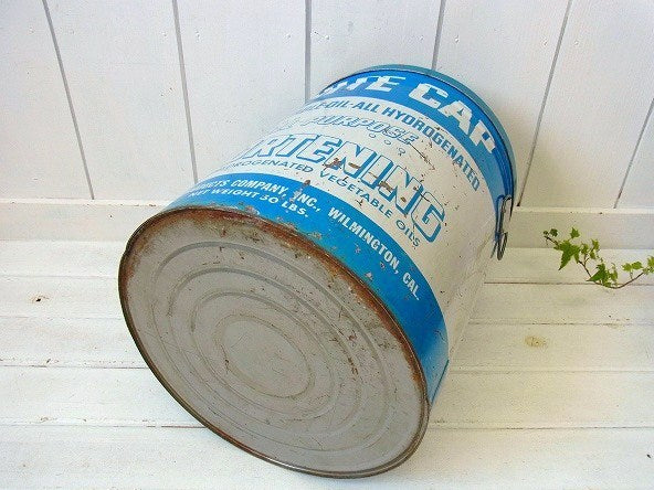 【WHITE CAP】ティン製・大きなヴィンテージ・ラード缶(フタ付き)　USA