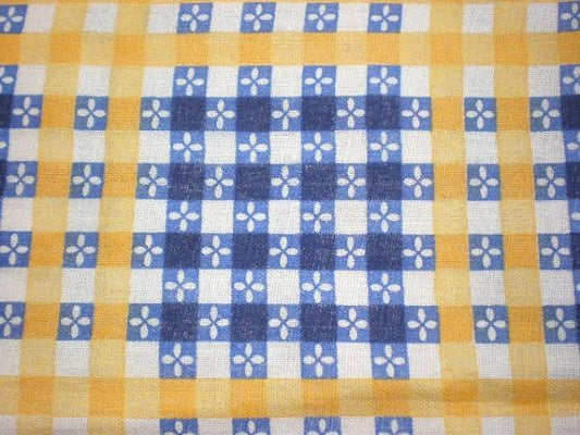 フラワー入り・チェック柄・デッドストック・ヴィンテージ・ファブリック/生地　USA