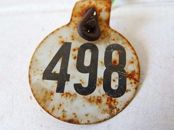 【COW TAG/カウタグ/498/牛】ブリキ製・USA・ビンテージ/ナンバータグ