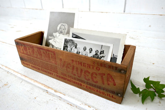 【KRAFT VELVEETA】クラフト社・イリノイ州・木製・アンティーク・チーズボックス・木箱