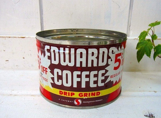 【EDWARDS COFFEE】SAFEWAY・ブリキ製・ヴィンテージ・コーヒー缶 USA