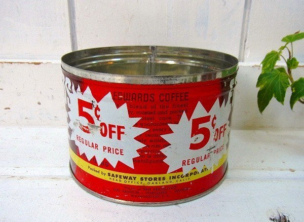 【EDWARDS COFFEE】SAFEWAY・ブリキ製・ヴィンテージ・コーヒー缶 USA