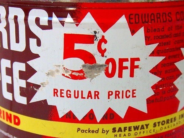 【EDWARDS COFFEE】SAFEWAY・ブリキ製・ヴィンテージ・コーヒー缶 USA