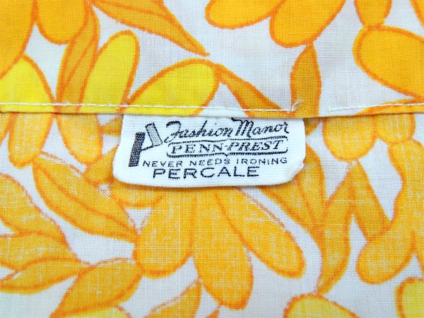 【Penneys】ペニーズ・カラフルなイエローの花柄・ヴィンテージ・USEDフラットシーツ(1/2)